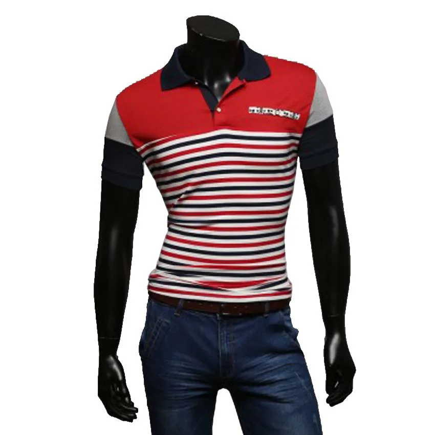 Summer 2016 Men s short sleeve Slim lapel popular men s casual striped Polo Shirt yp006