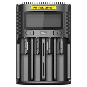 Image 3 - 100% Original NITECOR UM4 C4 VC4 LCD USB Smart Battery Charger for Li ion IMR INR ICR LiFePO4 18650 14500 26650 AA 3.7 1.2V 1.5V