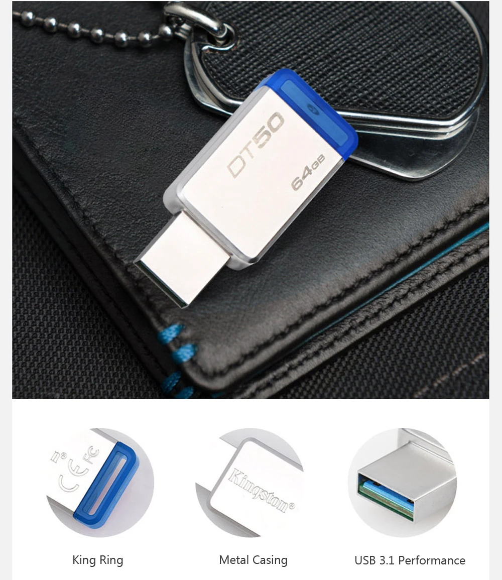 Kingston USB 3.0 Pendrive 128GB 32GB USB Flash Drive USB 3.1 Pendrive 16GB Mental Pen Drive 64GB 8GB Memory Stick  DT50 (8)