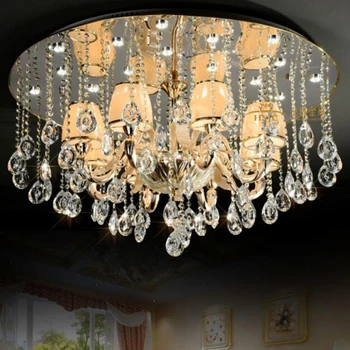 

Simple S gold living room crystal ceiling lamp Round low European alloy led bedroom ceiling light led lighting fixture led lamps