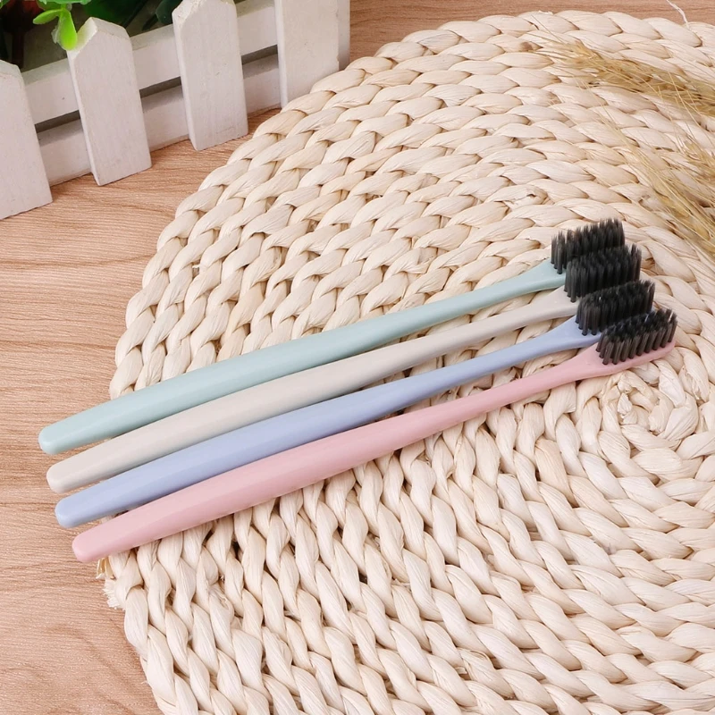 Escova de Carvão de Bambu Escova de Dente Nova Moda Set Ultra Macio Nano Higiene Bucal Azul Rosa Cuidados 4 Pçs - 4 Escova de Carvão de Bambu Nano Escova