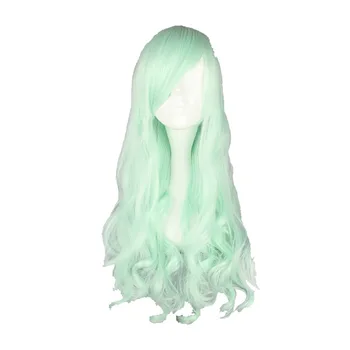 

MCOSER 70cm/60cm Long Wavy ice green Color Synthetic Cosplay Wig 100% High Temperature Fiber WIG-407A