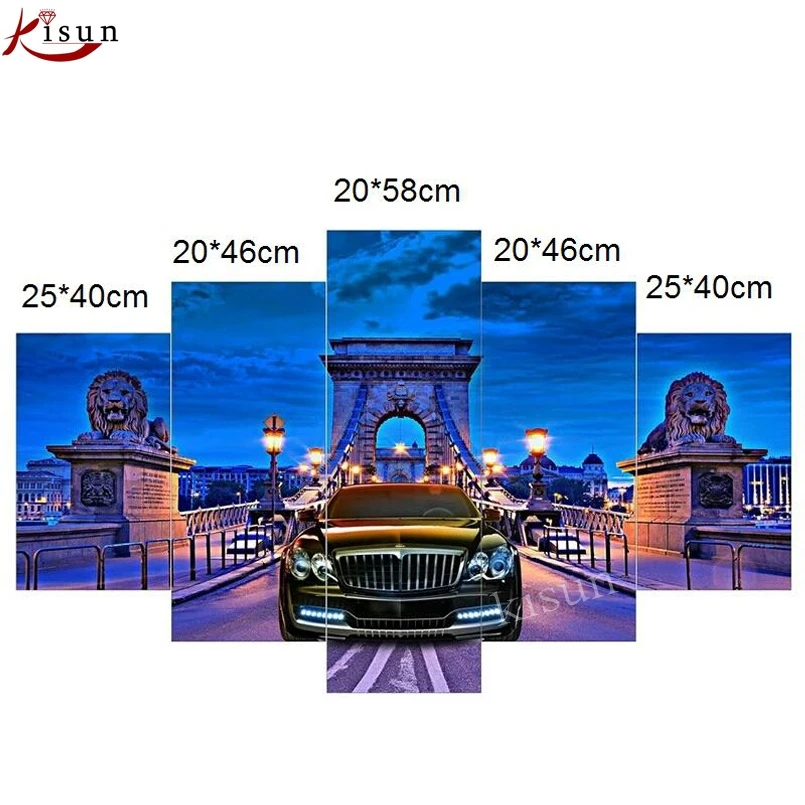 

Kisun 5D diy mosaic diamond painting accessories luxury car on bridge square or round fulll embroidery diamant painting E253