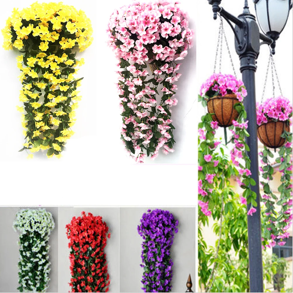 Colorful Artificial Silk Violet Ivy Hang Flower for Garland Wall Hanging Plant Wedding Party Home Garden Balcony Decoration Colorful Artificial Silk Violet Ivy Hang Flower for Garland Wall Hanging Plant Wedding Party Home Garden Balcony Decoration