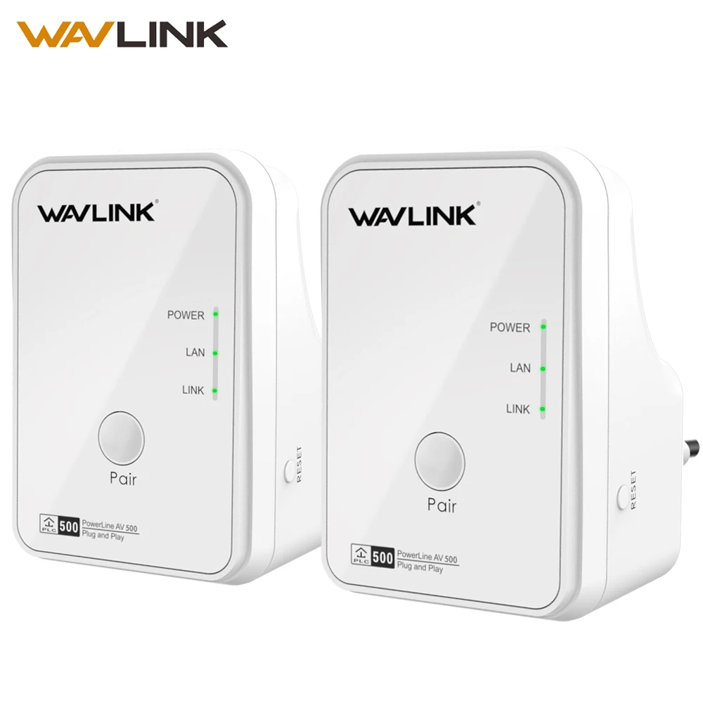 Wavlink 1 пара 500 Мбит/с сетевой адаптер питания Ethernet PLC Адаптер Комплект Homeplug AV Plug and Play IPTV линия питания AV500 EU/US