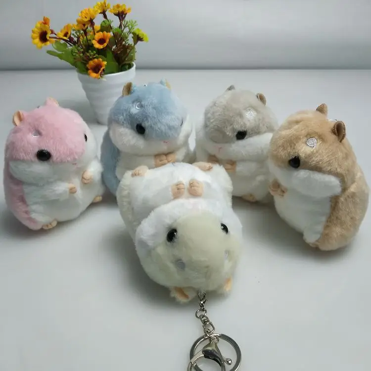30 pcs/lot  Hamster Plush Key Chains Ring Toys kawaii Lively Keychain Mouse Animal pendants toy gifts