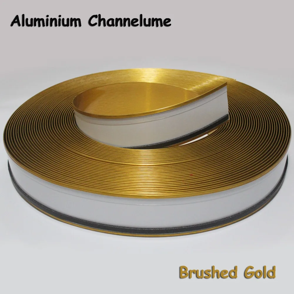 

70mm Brushed Gold Channelume Led Sign Letters Aluminium Channel Letter Signs Coil Trim Cap 3D Luminous Letters Making Material