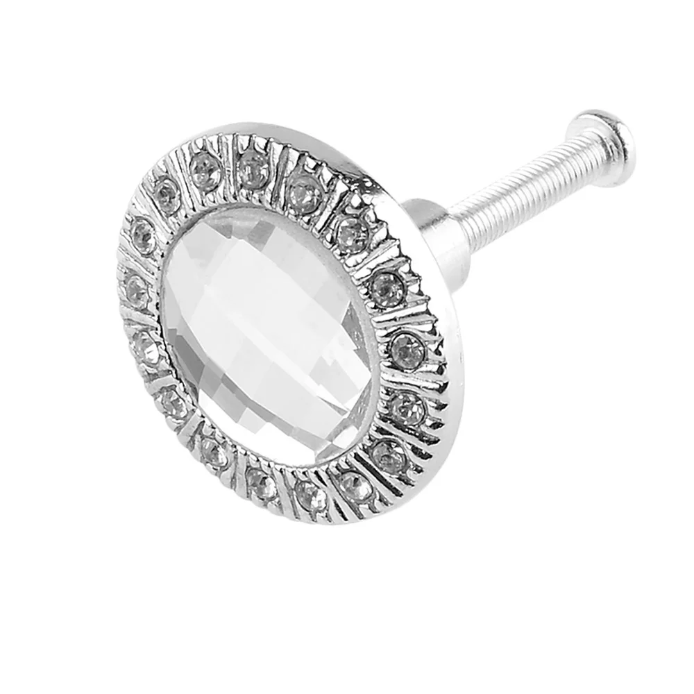 31mm Round Shaped Glittering Rhinestone Clear Crystal Glass Drawer Cabinet Knob Pull Handle - Silver 31mm Round Shaped Glittering Rhinestone Clear Crystal Glass Drawer Cabinet Knob Pull Handle - Silver