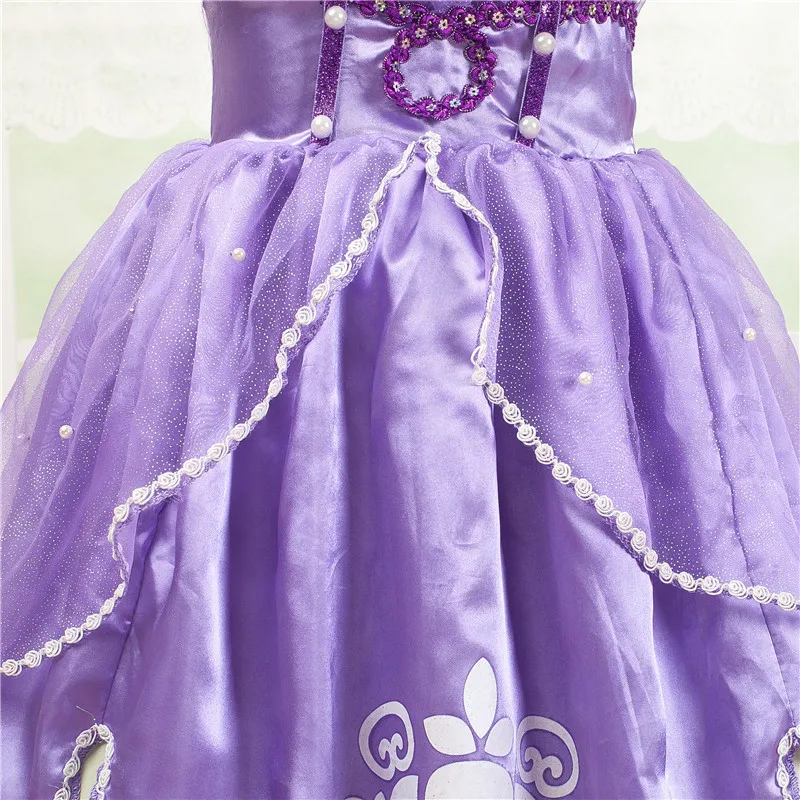 Новый таможенный высокое качество принцессы Софии детская Vestidos Костюмы платье принцессы для девочек партия Мода Пром детские модные