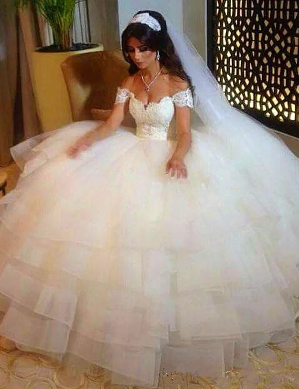 

Off the Shoulder Sweetheart Lace Applique Ball Gown Elegant Wedding Dresses 2019 vestido de noiva robe de mariee wedding dresses