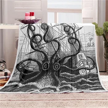 

Fanaijia Double layer thick 3d octopus blanket flag pattern sherpa plush throw blanket for beds soft siesta