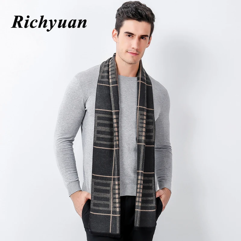 

Winter Scarf Men's Classic Business Warm Cashmere Plaid Scarf Soft Tassel Ethnic Shawl Wrap Foulard Winter Scarves Pashmina