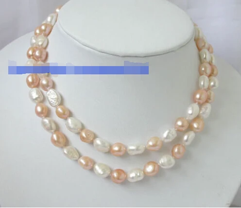 

Free shipping >>>>>>n1456 DIGNITY 30" 13mm baroque freshwater white pink pearl necklace