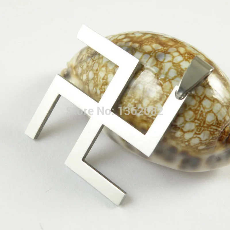 

Fashion Men Women's Silver Tone Stainless Steel Buddhist Lucky Wan Words Svastika Pendant Necklace Gift MN34