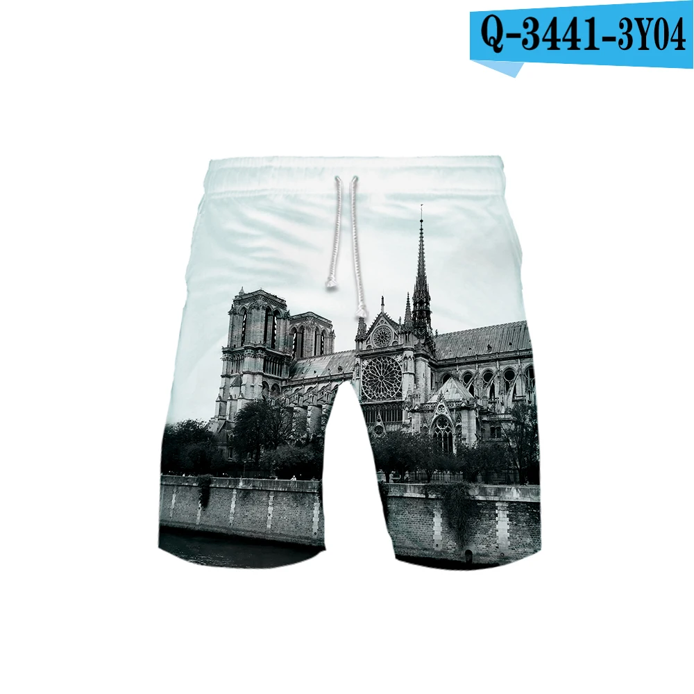 Frdun Tommy 3D Notre Dame de Paris легкая принтованная мужская летняя Повседневное пляжные шорты Повседневное мужская летняя Горячая Распродажа 3D доска Шорты - Цвет: Синий