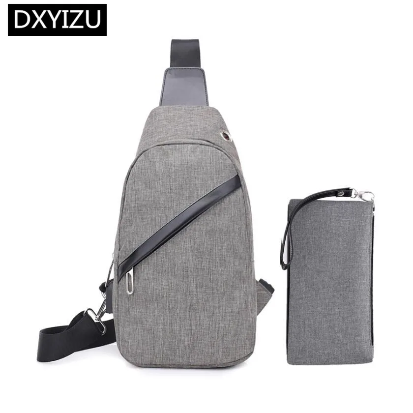 

DINGXINYIZU waterproof small cross body bags for men sling one shoulder chest bag set portable long wallet male thin purse