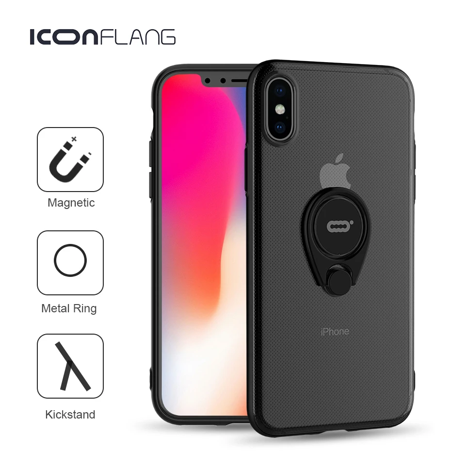 

Luxury Shockproof Holder Case On The For iphone X 10 Full Cover For iphone X 10 Magnetic Rotating Ring Bracket Case