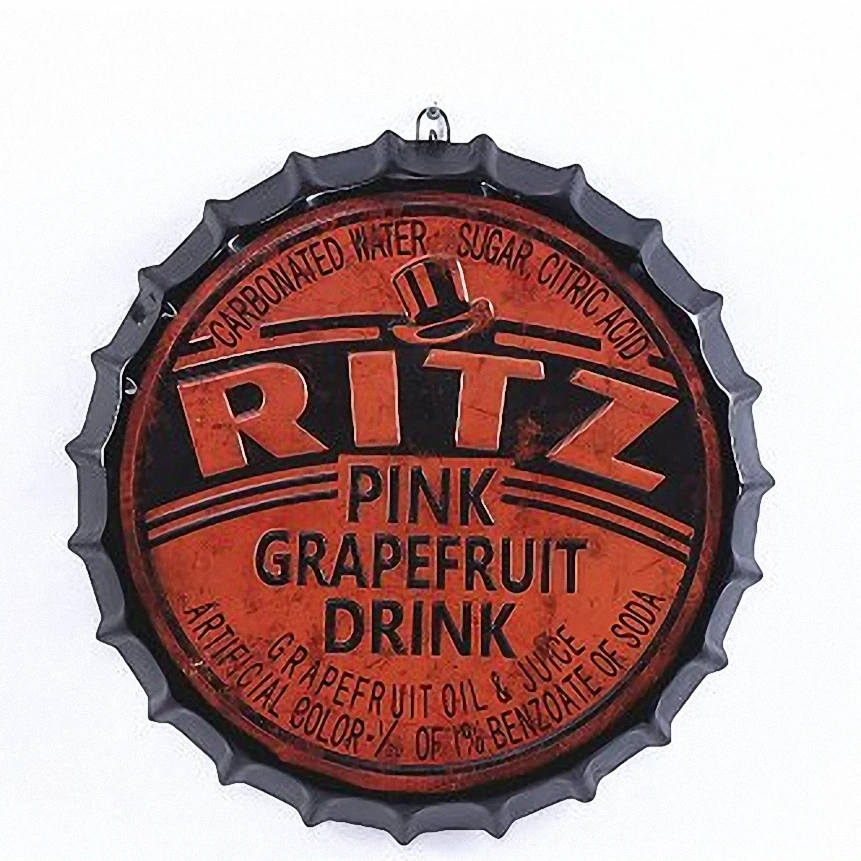 

RITZ Large 3D Beer Cover Tin Sign Logo Plaque Vintage Metal Painting Wall Sticker Iron Sign Bar KTV Cafe Decor 42X42CM