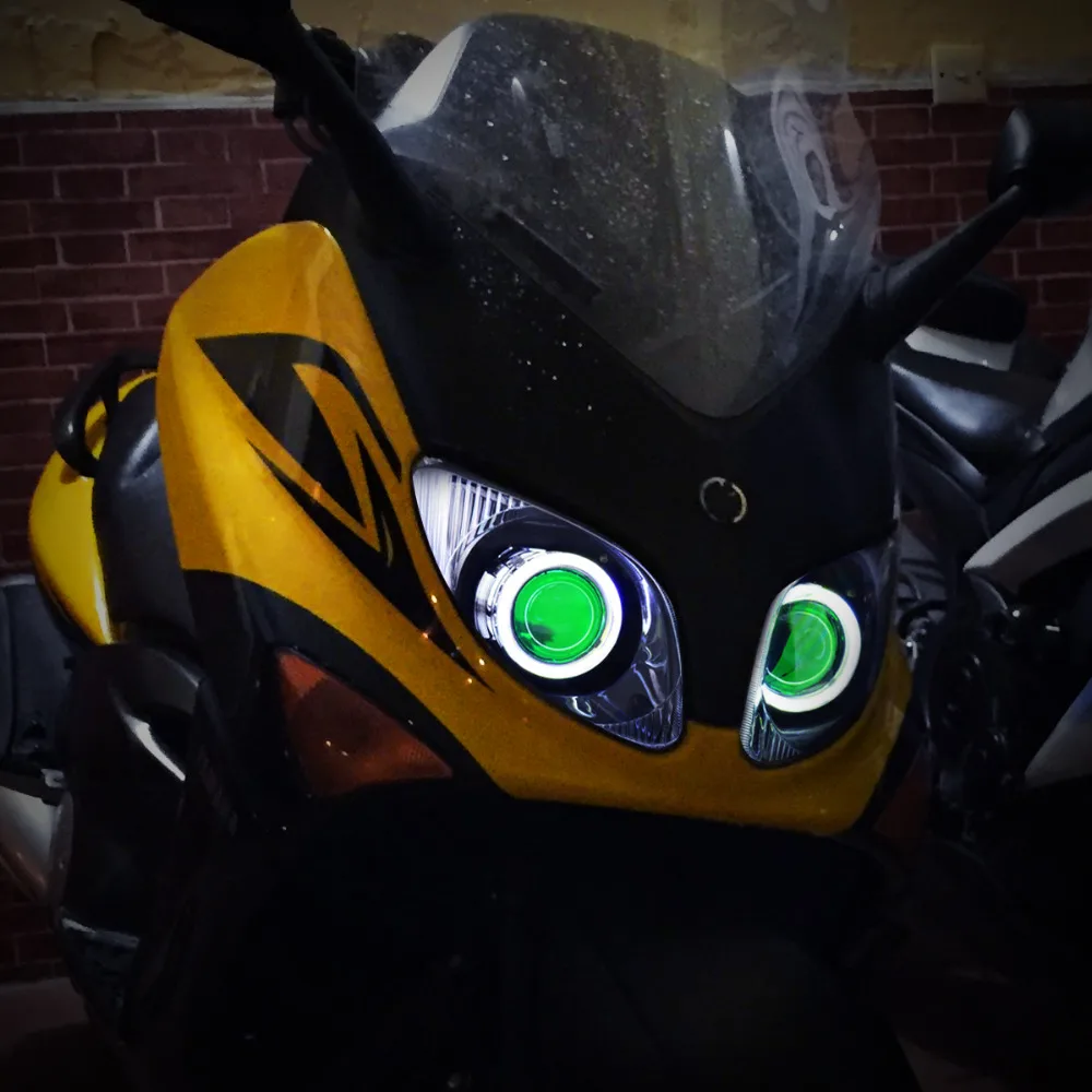 Передние фары KT для мотоцикла Yamaha T-MAX 2001 2002 2003 2004 2005 2006 2007 Глаз ангела Глаз демона HID Проектор Синий