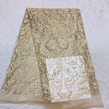 

African Lace Fabric With Sequins French Nigerian Mesh Tulle Embroidered Guipure Lace Swiss Voile Lace In Switzerland XX01-2