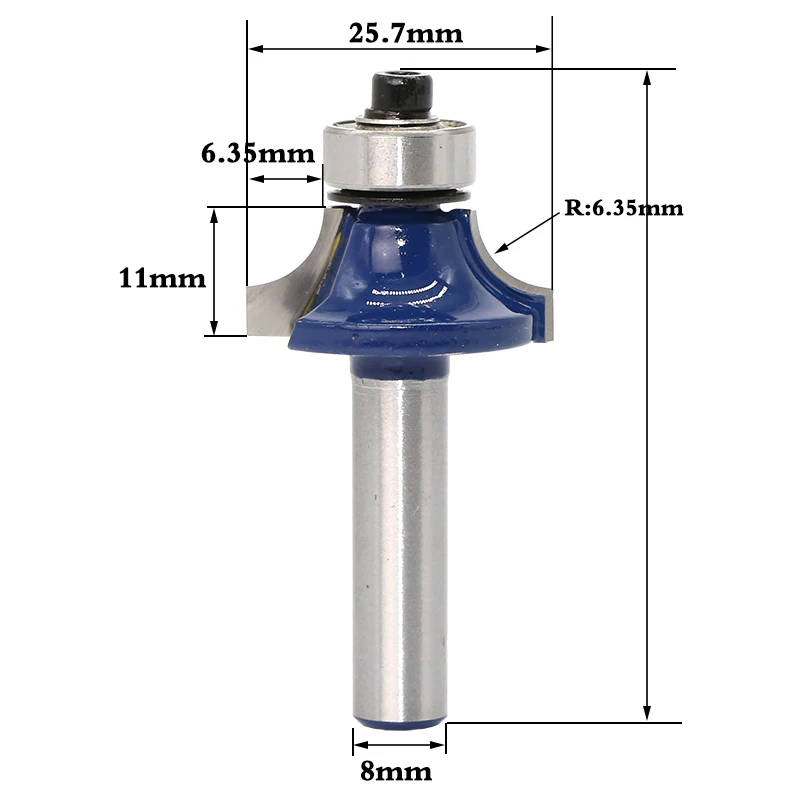 1pc 8mm Shank High Quality Round Over Edging Router Bit 1/2" Radius