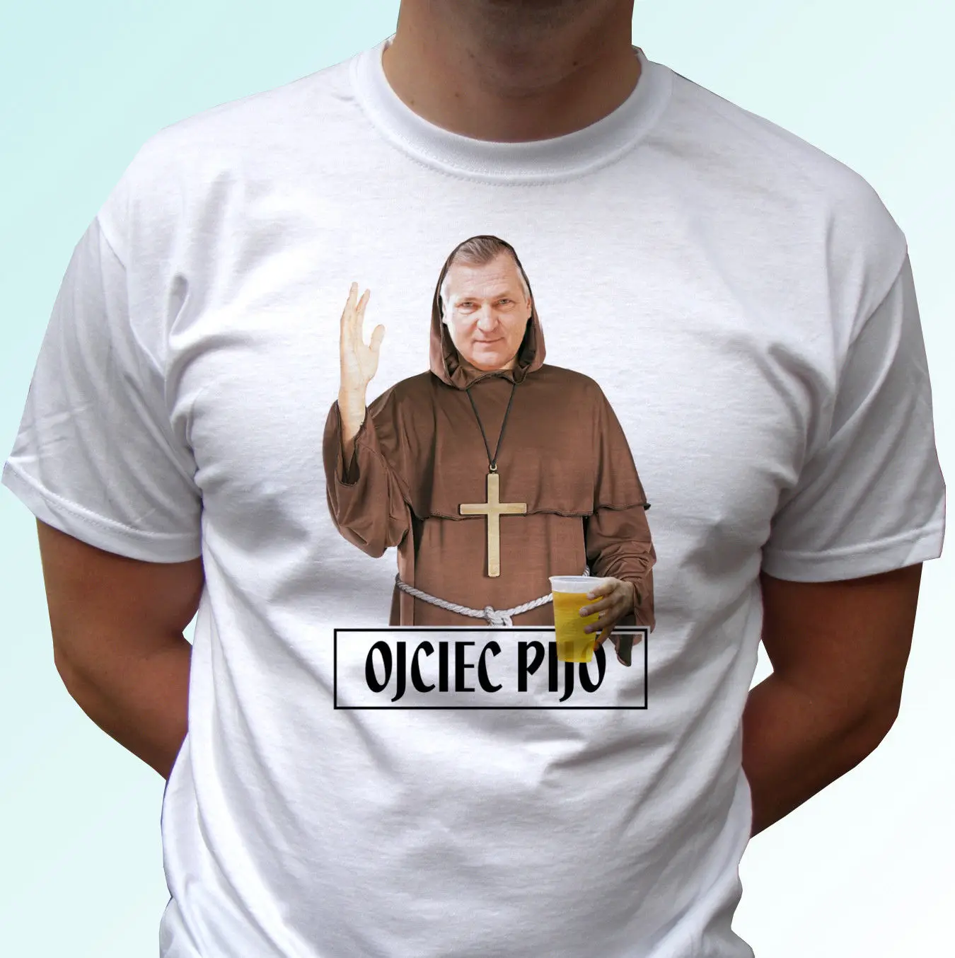 

O.Pio biala smieszna koszulka Polska alkohol t shirt smieszne koszulki Polski streetwear pride t shirt men Free Shipping