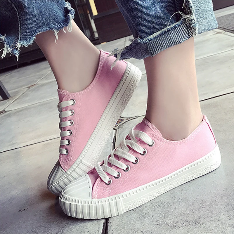 pink canvas flats