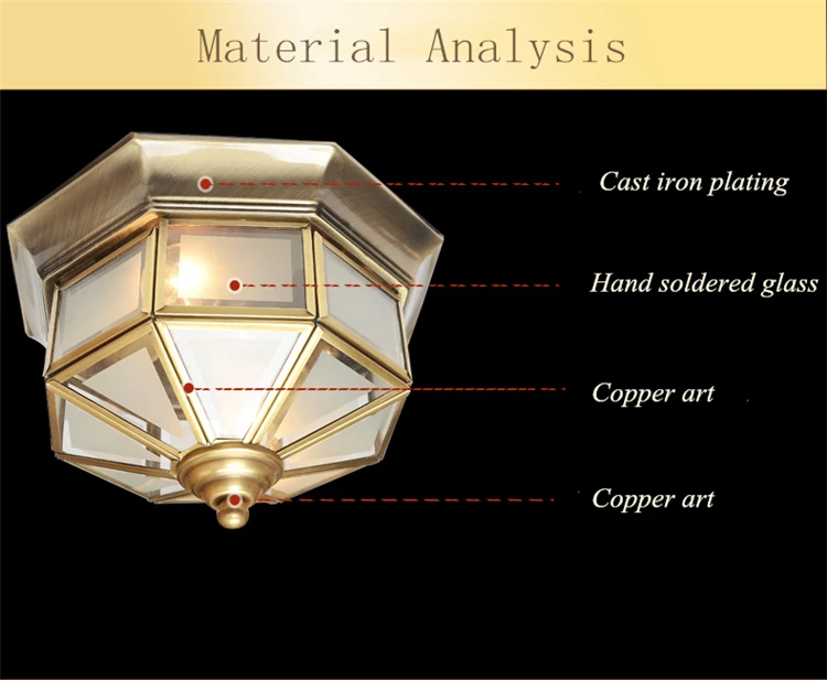 Европейский Винтажный медный стеклянный потолочный светильник для спальни лаконичный дизайн для сращивания столовая Балконная спальня