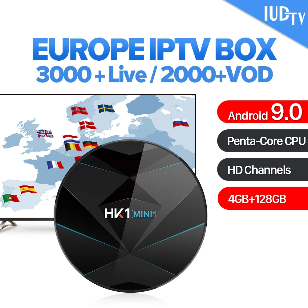 

IPTV France Canada Android 9.0 HK1Mini+ 4G 128G IUDTV IPTV Subscription Dual-Band WIFI BT 4.0 IPTV Gemany Holland Belgium IP TV