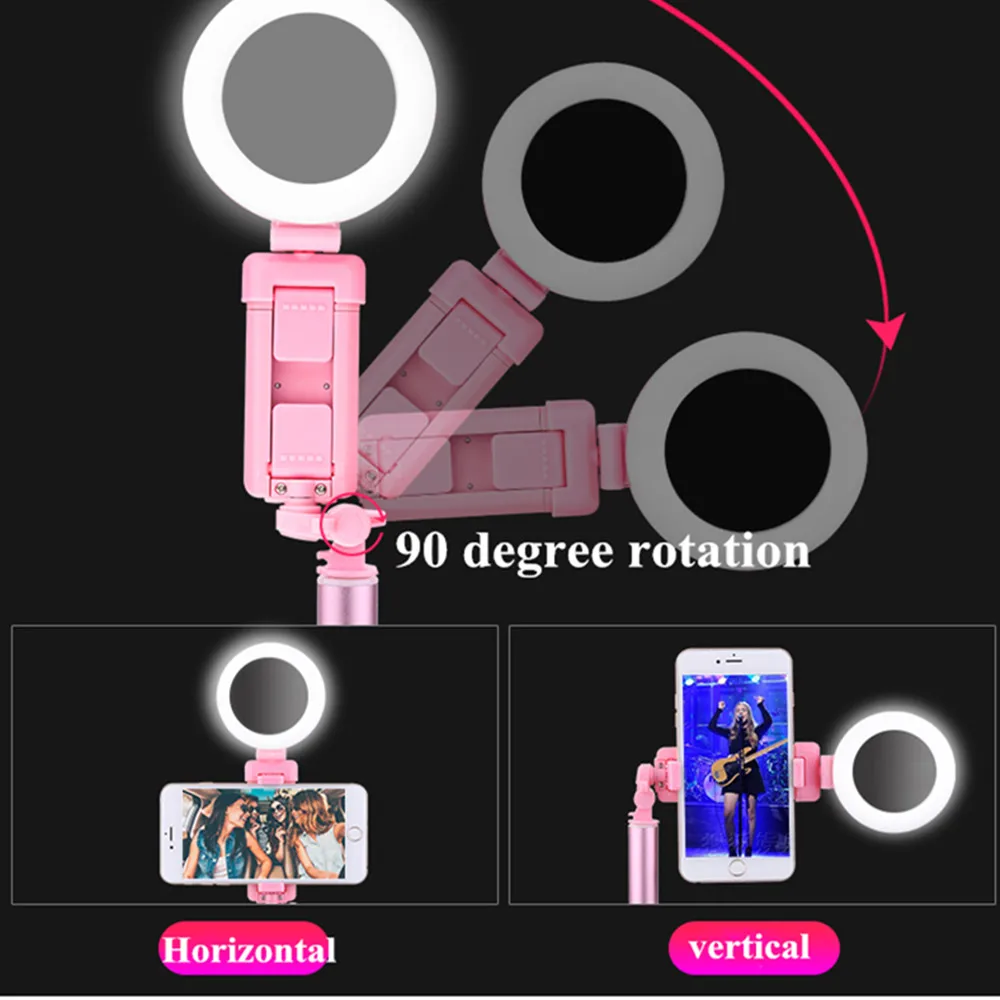 1,2 м 1,7 м Выдвижной Штатив селфи-палка светодиодный светильник-кольцо 4 в 1 с моноподом крепление для телефона для iPhone Android смартфонов