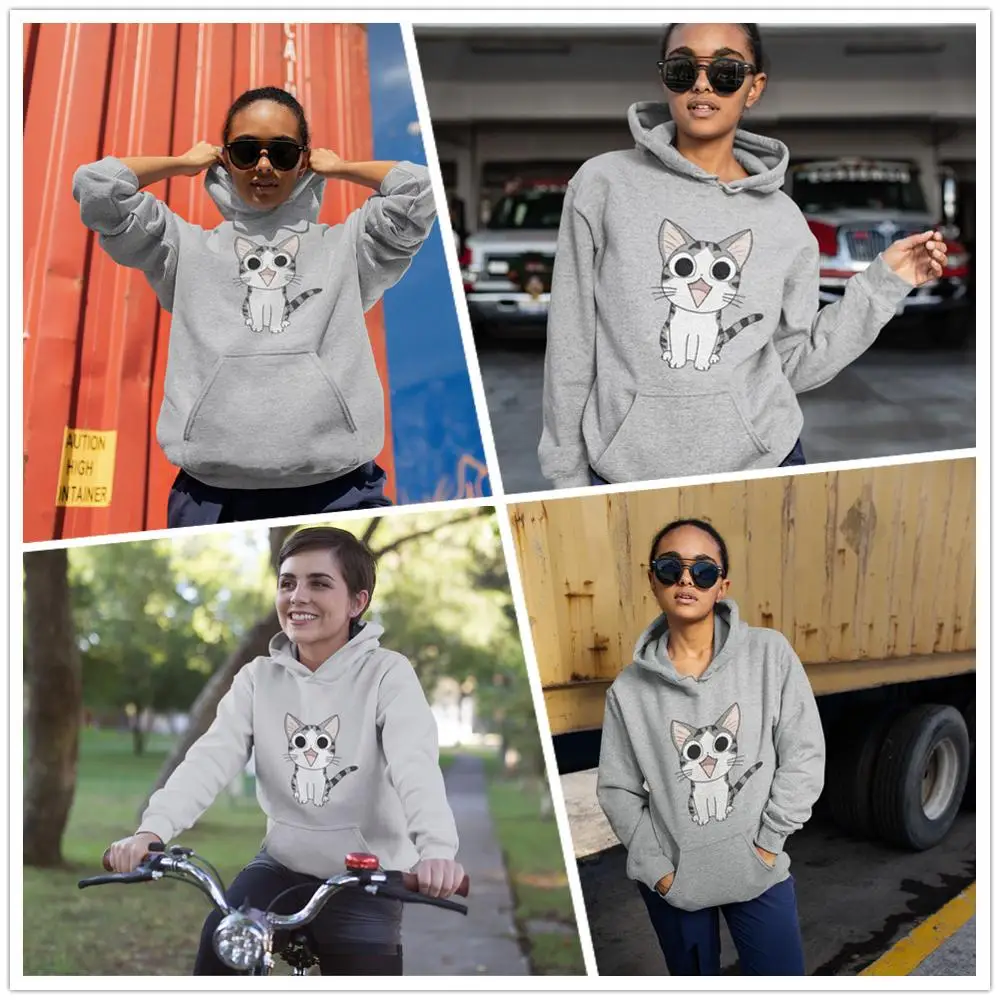  Japanese Cat Hoodie Chi The Cat Hoodies Cotton White Hoodies Women Trendy Over Sized Graphic Long S