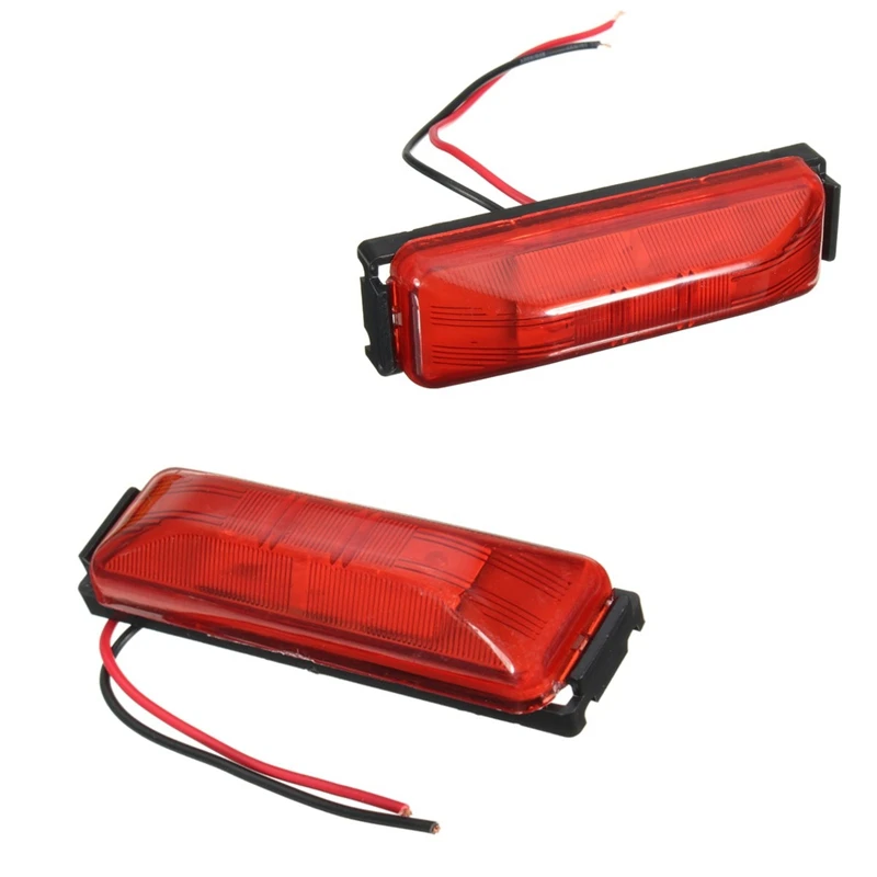

2Pcs Waterproof 4 LED Clearence Truck Bus Trailer Side Marker Indicators Light Lamp 12V 24V LED Light Trailer Red