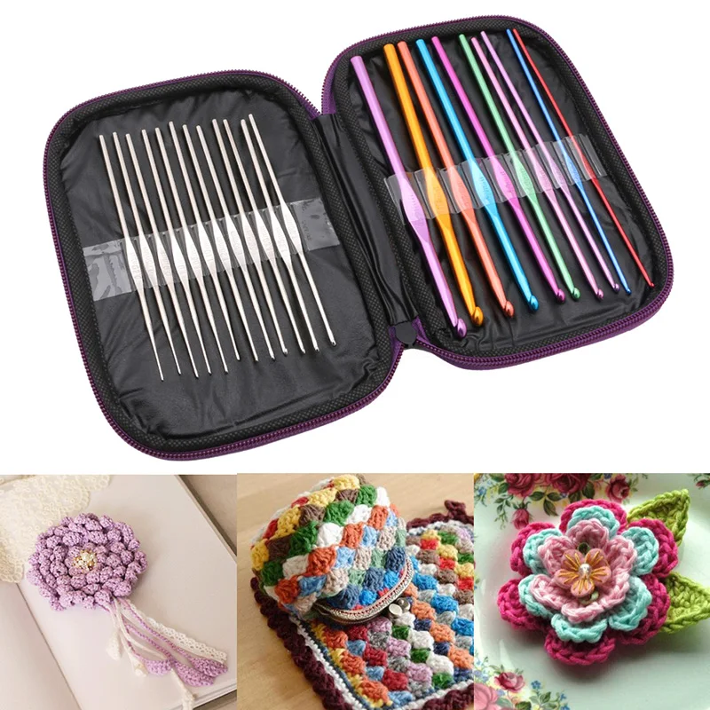

Wool Crochet Kit Sweater Weaving Tools Aluminum Alloy Needle Crochet 22Pcs/Set