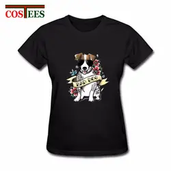 Camisetas Удивительный Цветочный узор Джек Рассел Футболка женская терьер задира татуировки футболка Симпатичные pet bad dog футболка любителей