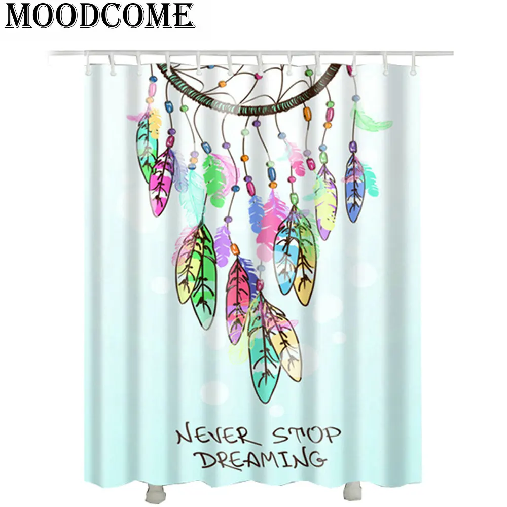

dreaming feather printed 3D bathroom shower curtains new design 2017 waterproof curtains for bathroom