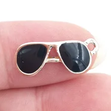 Оптом 30 цинковый сплав черные эмалированные очки для глаз Подвески с солнцезащитными очками Подвески ручная работа ручное производство ювелирных изделий 17,4*7,2 мм 0,88 г