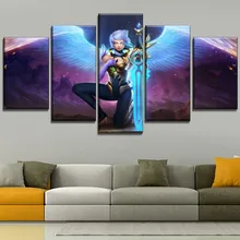 Home Decor Angel Warrior Riven League Of Legends Modular Canvas Print Picture 5 Piece Game Painting Large Poster Wall Artwork riven doggeries