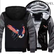 2017 Winter Hip Hop USA Flag Eagle pullover hoodie jacket coat Hoodies men cartoon  Hoodies Sweatshirts Streetwear Plus Size 6XL
