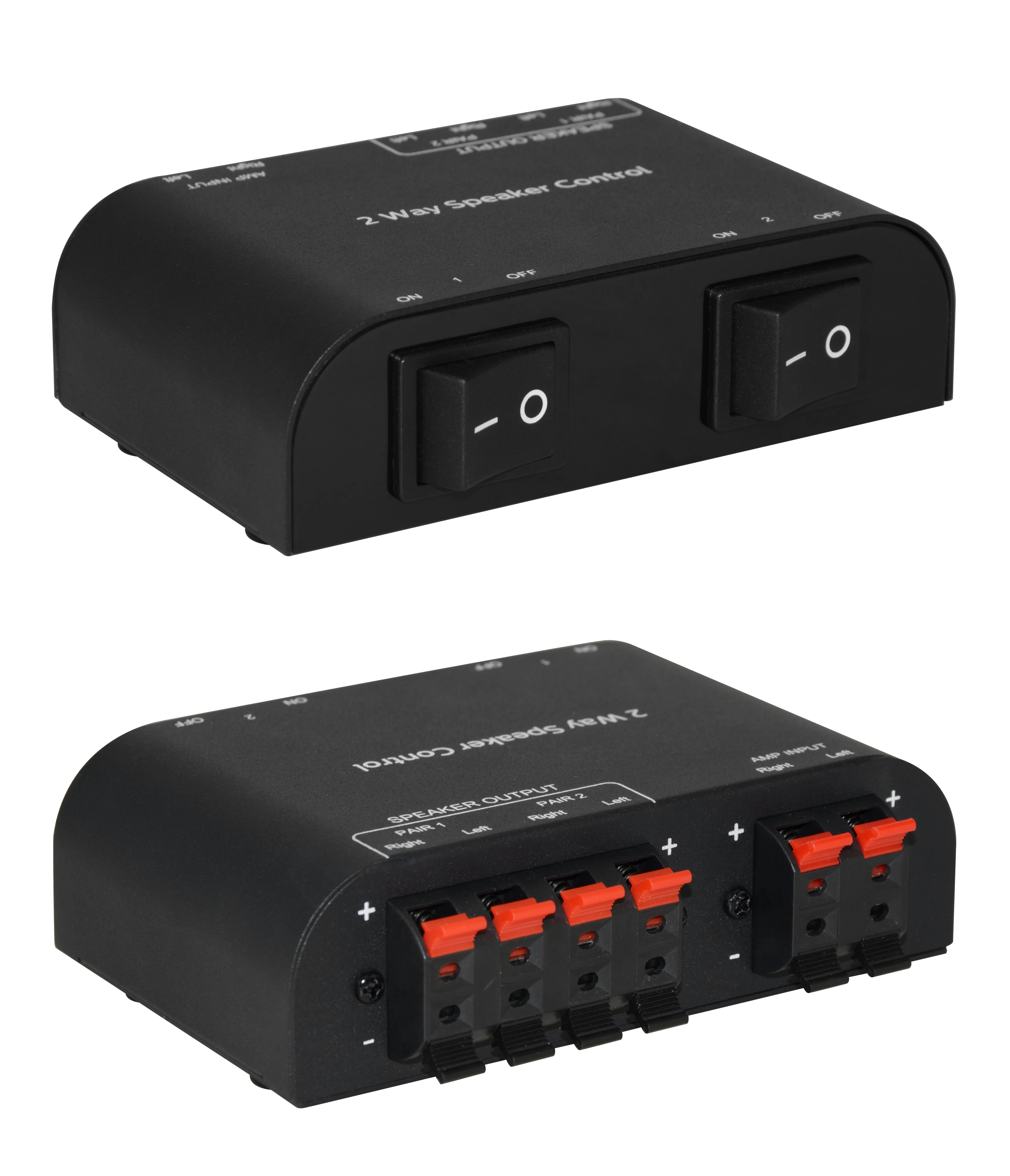 

2 way speaker switch with terminal clamps