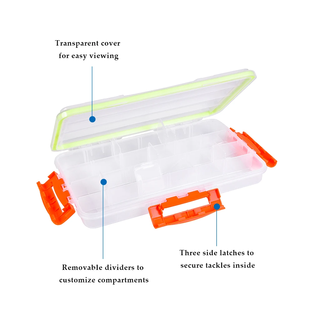 Трехсторонние защелки прозрачная видимая прозрачная коробка для рыболовных приманок рыболовные приманки Крючки снасти аксессуар ящик для хранения Контейнер