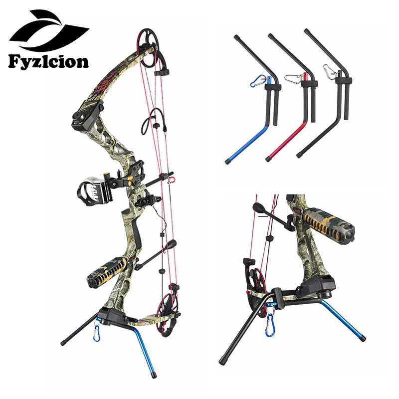 

Hunting Compound Bow Stand Metal Portable Stand with Buckle Bow Support for Crossbow Archery Shooting