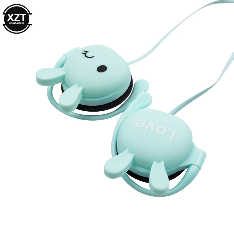 3.5mm Cute Earphone Rabbit Cartoon Stereo 3.5 jack Headphone with Ear-hook Sports Headset for Girls Kids Gift Mobile Phone Mp3