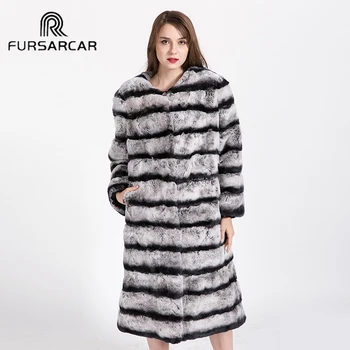 

Real Rex Rabbit Fur Coat Color Full Pelt Fur Coat Women Winter Rabbit Fur Coat Warm O-Neck 1616