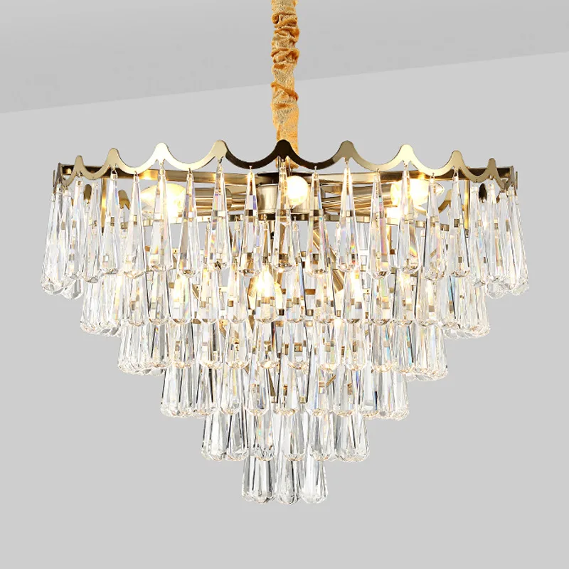 Modern Circle Crystal Pendant Light Fixture Clear Crystal Suspension Lamp Good K9 Crystal Drop Lamparas for Living room Hotel (4)