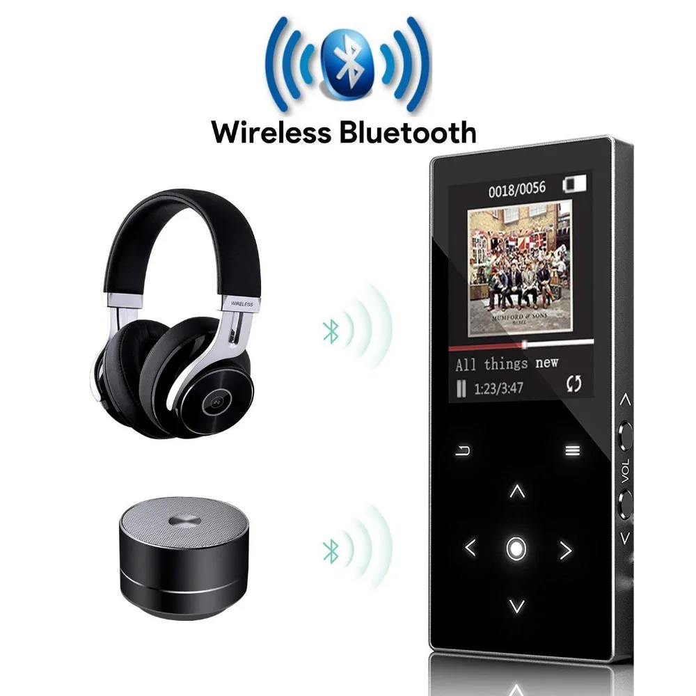 HiFi MP3 плеер Bluetooth с 16 Гб 1,8 экран MP3 плеер Высокое качество без потерь аудио MP3 FM Запись голоса MP3