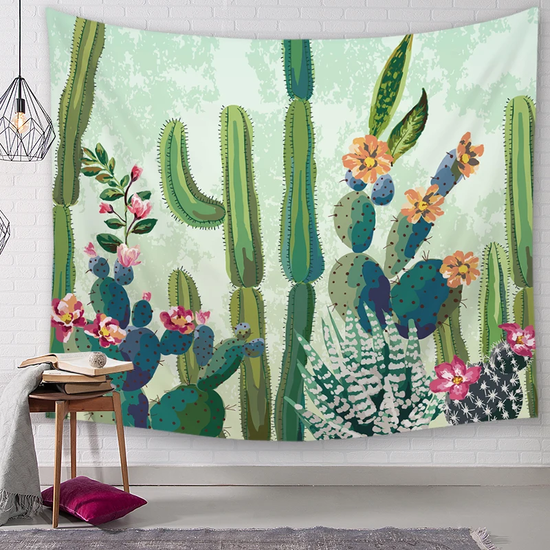 

Cactus Printed Polyester Wall Hanging Tapestry Room Decorative Wall Tapestry Carpet Beach Towel Rectangle Tablecloth