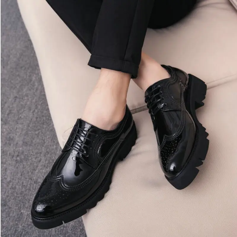 

Luxury Brand Leather Fashion Concise Men Business Pointy Black Shoes Formal Wedding Basic Shoes Men Dress Shoes LH-75