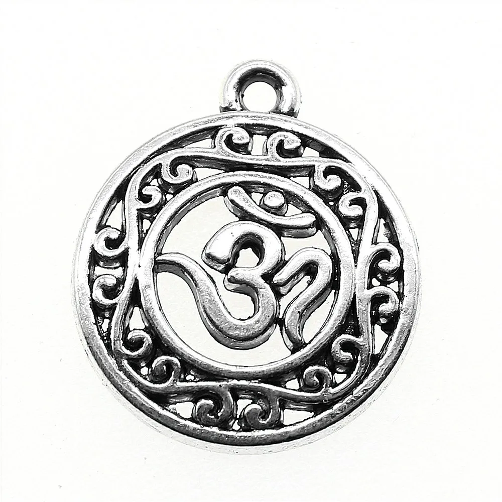 8pcs Om Charms Round Om Sign Charms Pendant For Jewelry Making Round Om