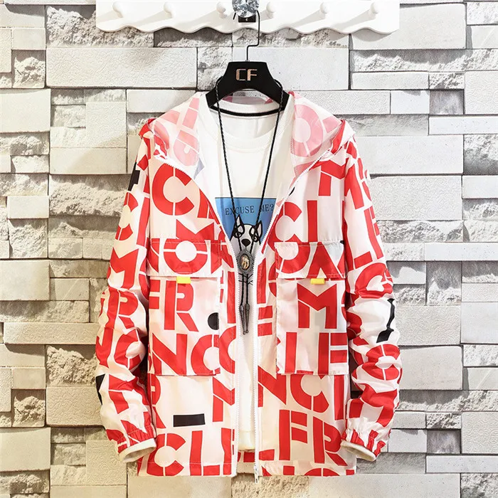 

Men Summer Sunscreen Thin Multi-pocket Sun-proof Clothes Letters Printing Jackets Quick-drying Rashguard Plus Size M-8XL,528