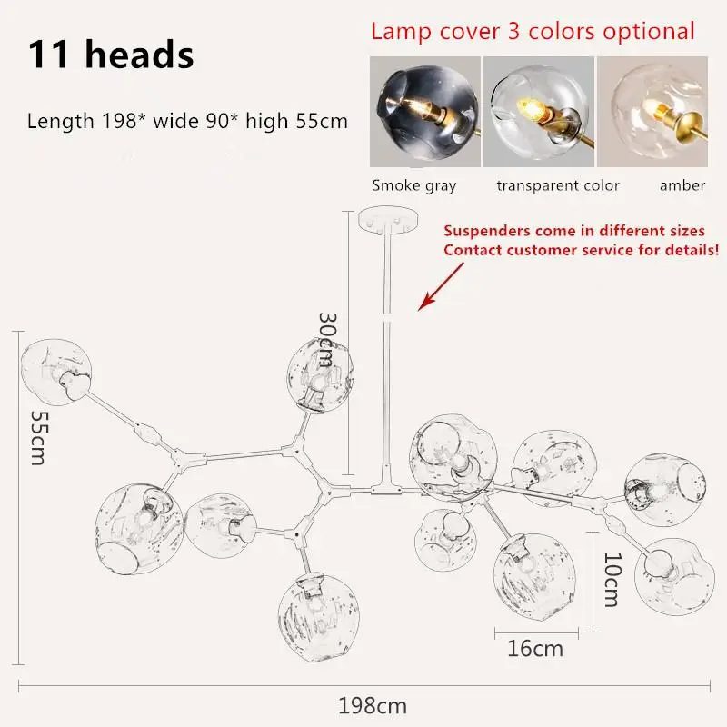 Светодиодный светильник в стиле постмодерн, подвесные светильники для спальни, подвесные светильники для гостиной, подвесные светильники для дома, подвесные светильники - Цвет абажура: 11  lights